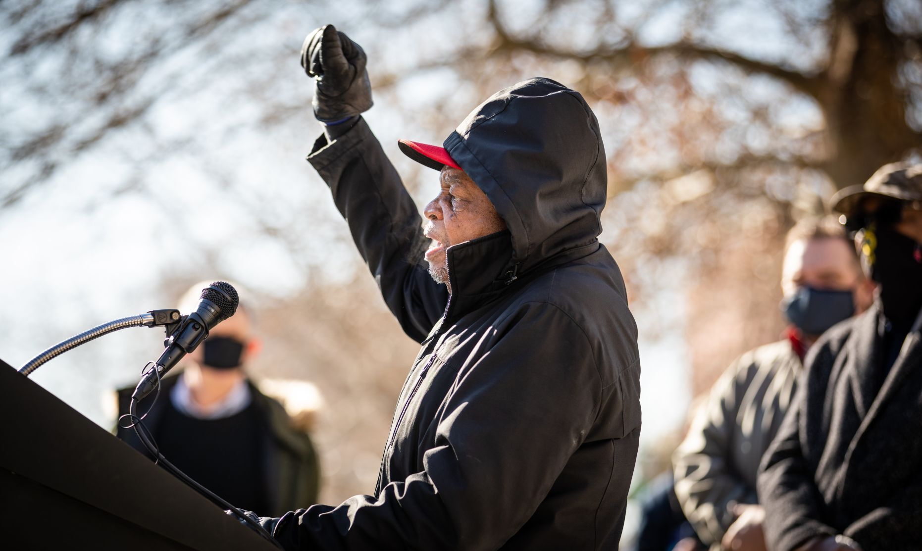 Demonstrators demand Hawley's resignation at downtown protest